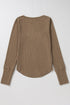 Chestnut Anglaise Broider Ribbed Long Sleeve Top